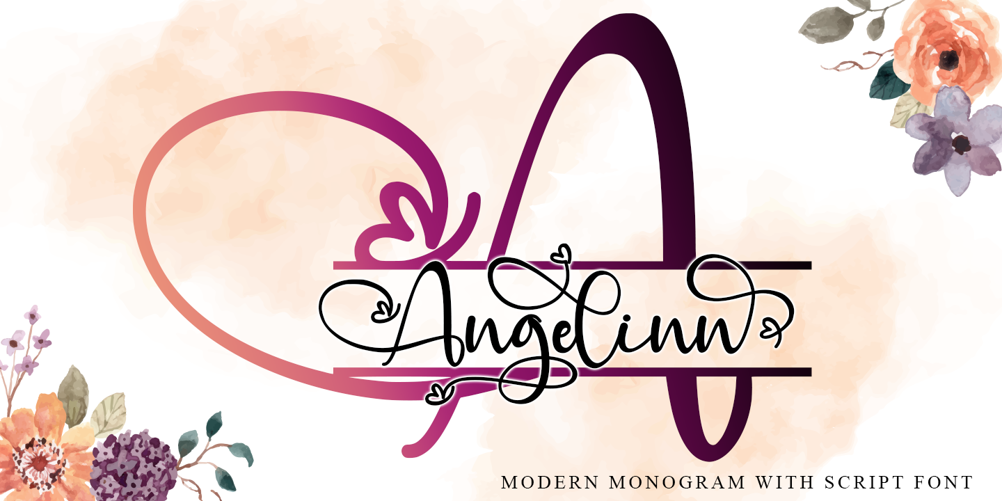 Ejemplo de fuente Angelynn Monogram Italic